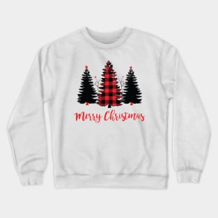 Christmas Red Plaid Trees Crewneck Sweatshirt